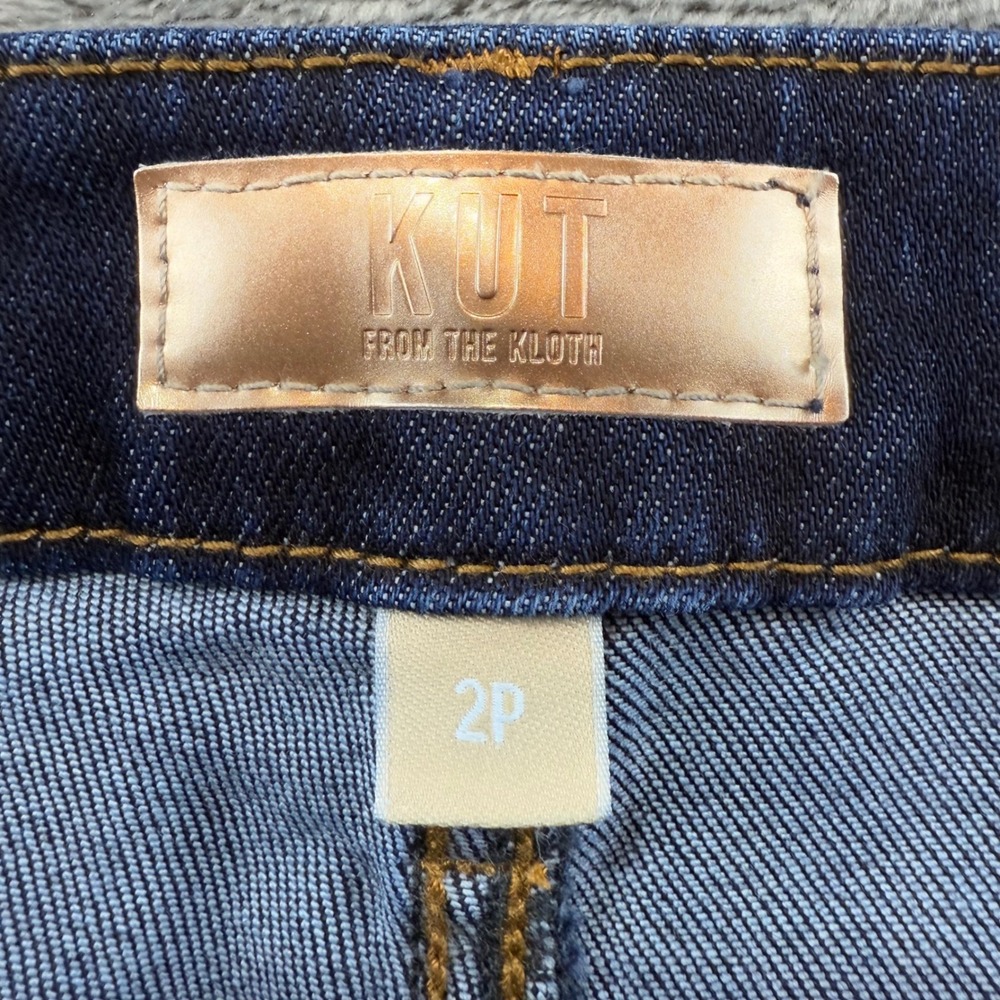 KUT from the Kloth Meg Fab Ab Wide Leg Jeans Dark Wash Raw Hem 2P - Picture 3 of 11
